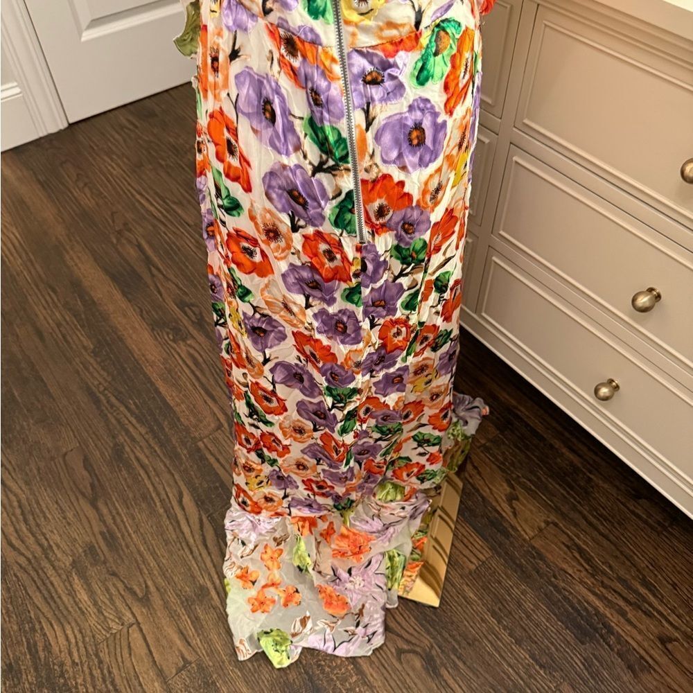 Alice + Olivia Floral Maxi Dress in White, Orange, Green, Purple - Picture 7 of 8